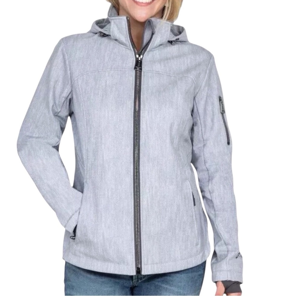 Free Country Gray Ski Jacket with Hood and Weatherproof Fabric size XL